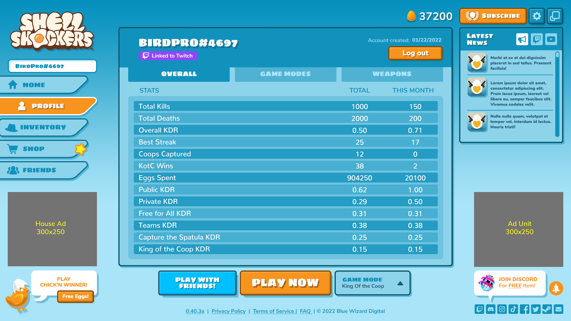Shell Shockers player profile