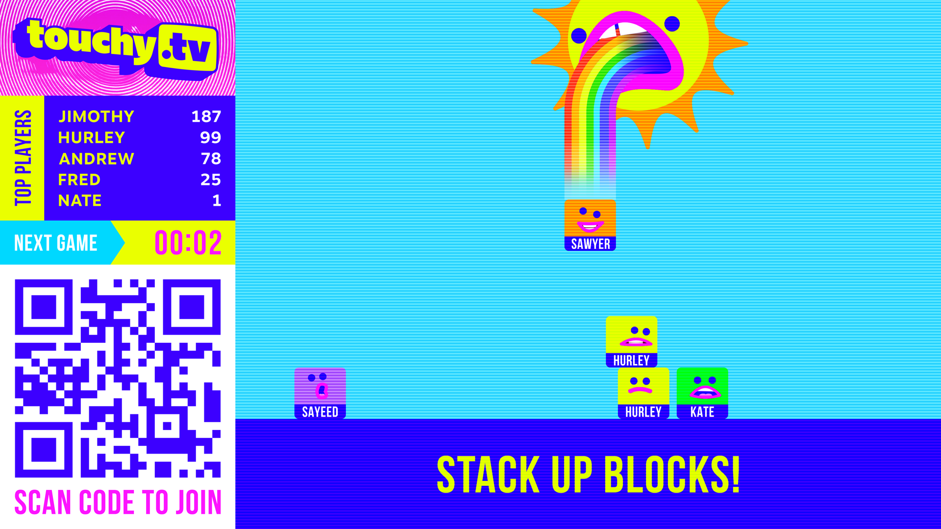 Touchy TV block stacking game