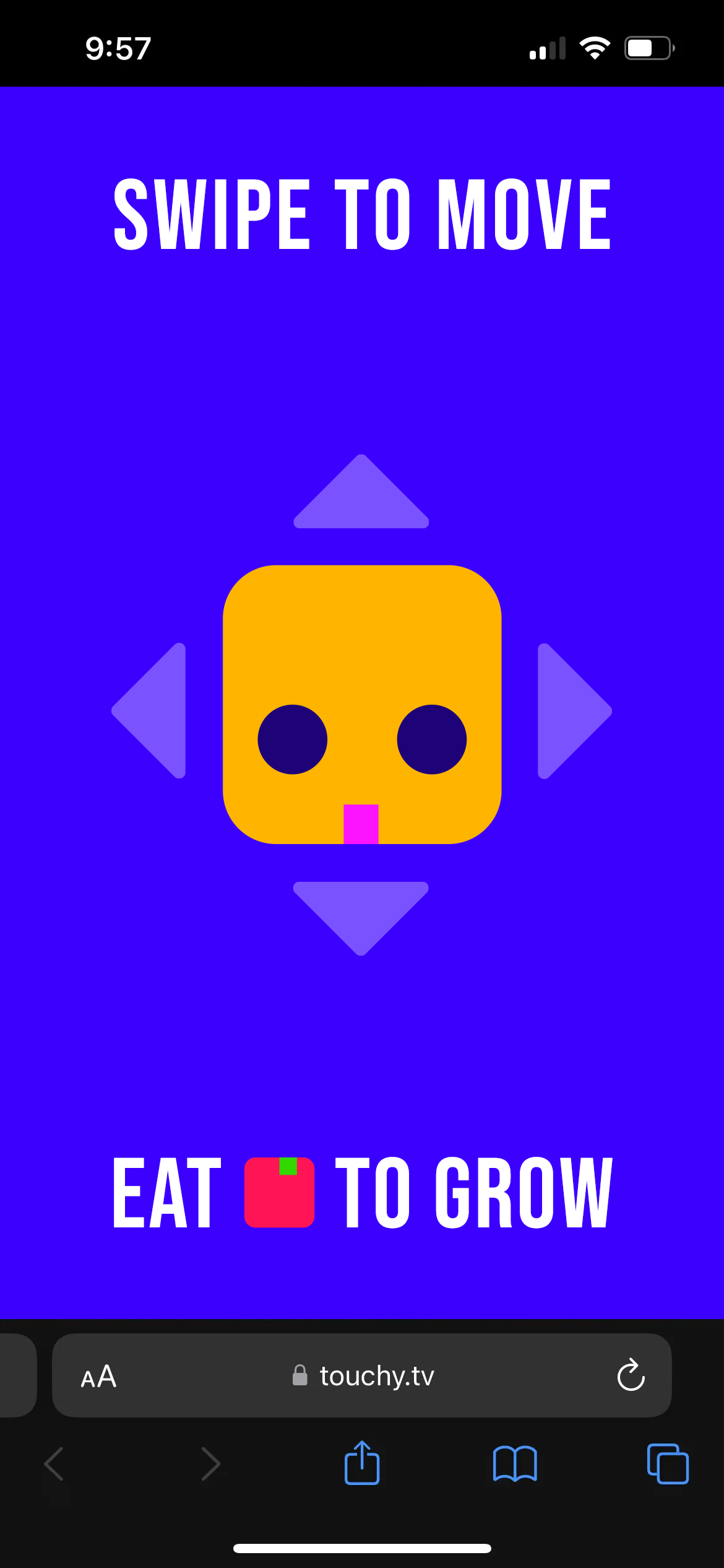 Touchy TV mobile snake interface