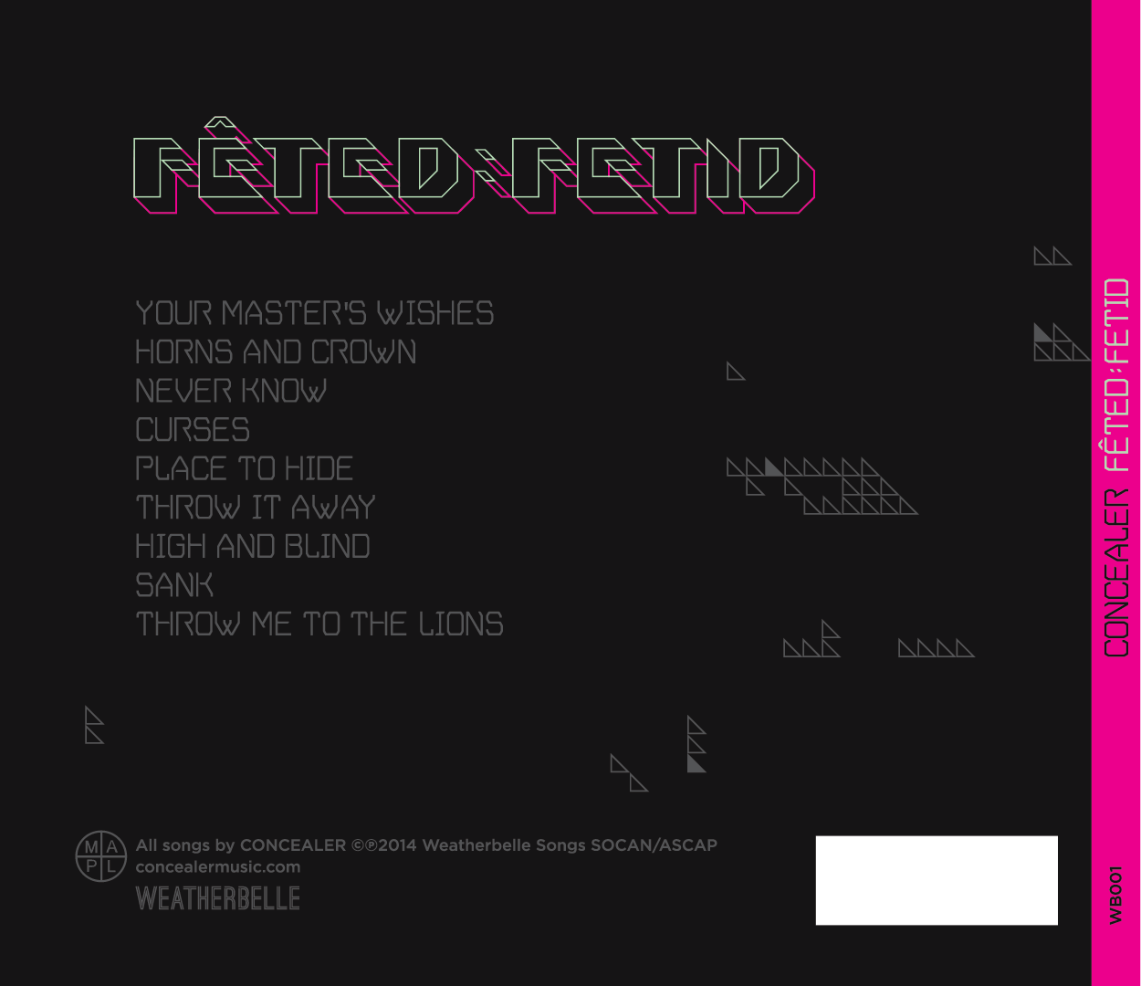 Concealer back cover and track list