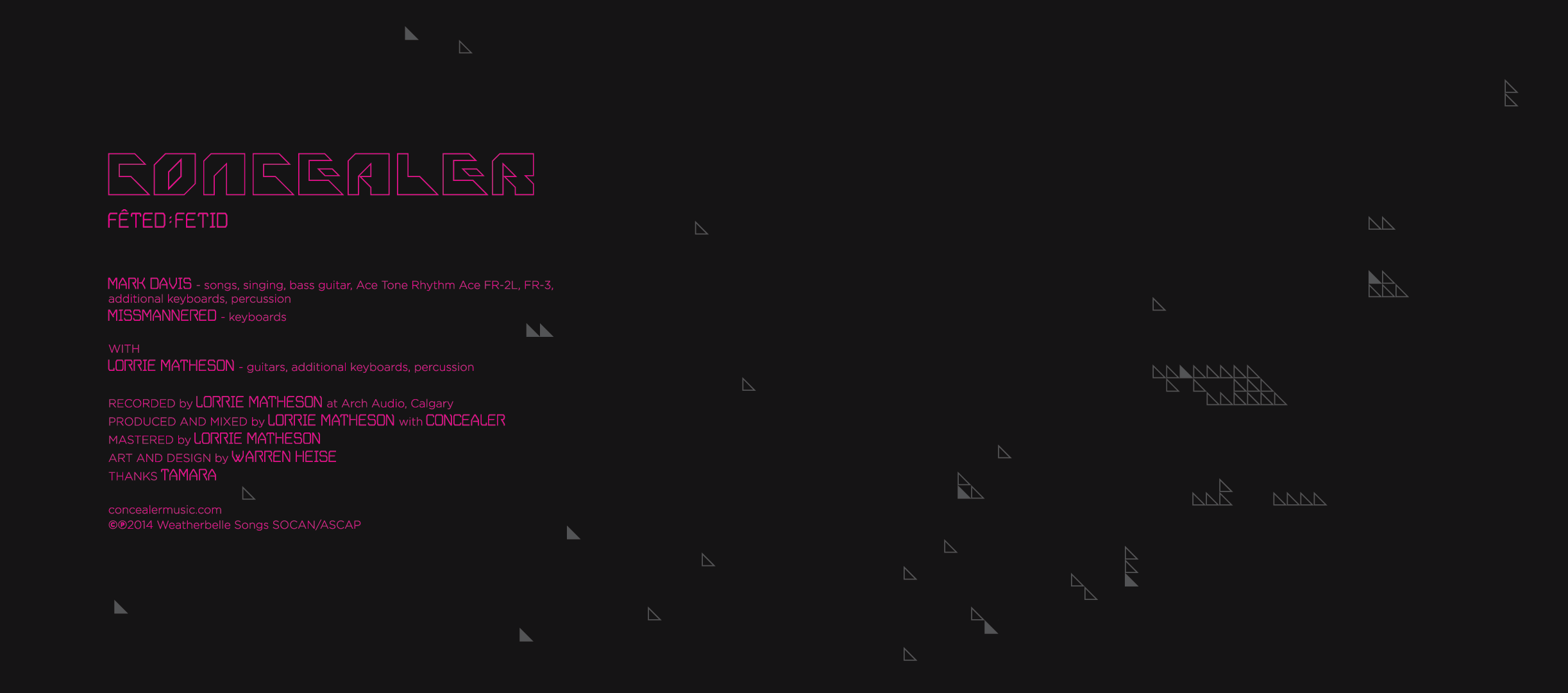 Concealer inside package artwork and credits